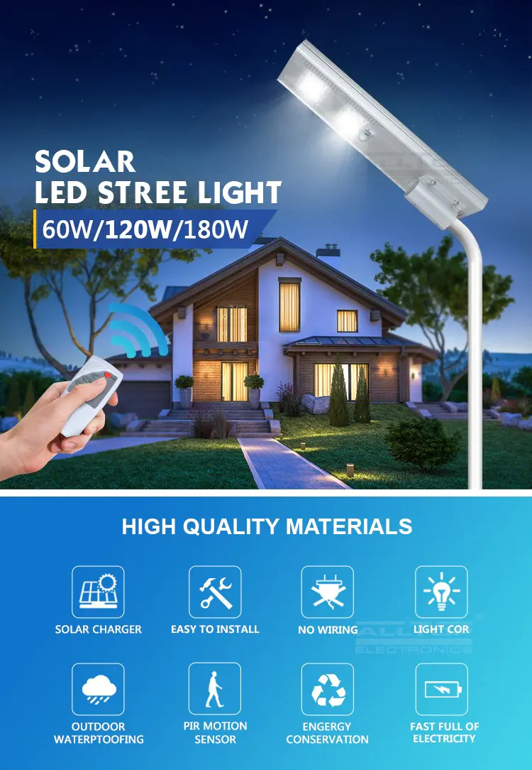 Hot garden solar street light quality lumen ALLTOP Brand