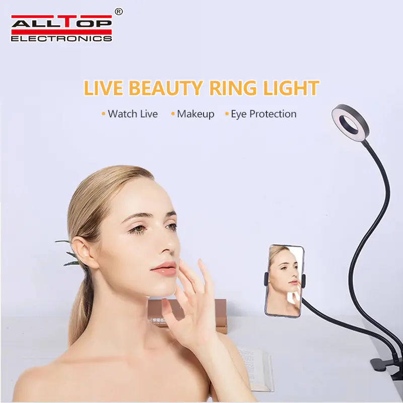 Live Stream Makeup Selfie Clip with Cell Phone Holder Stand table led ring light