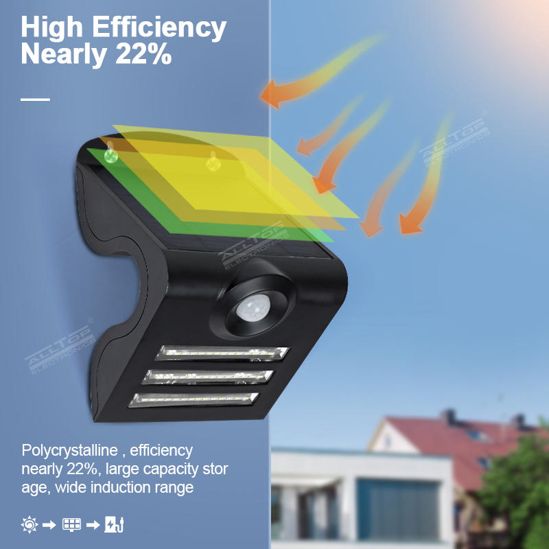 Alltop Solar Wall Lights Wireless Waterproof Motion Sensor Outdoor Light
