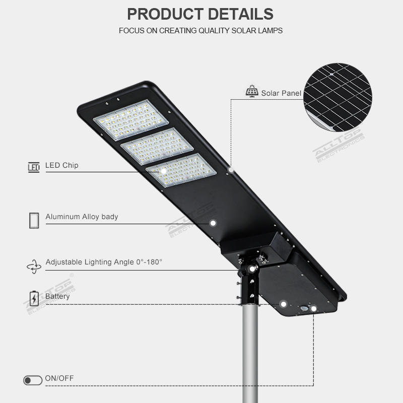 Alltop Waterproof High Lumen Bridgelux Aluminum IP65 All in One Solar LED Street Light