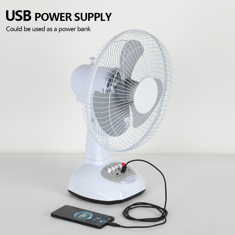 product-office home solar battery Rechargeable Table Fan DC table desk Fans use emergency Led Light -1